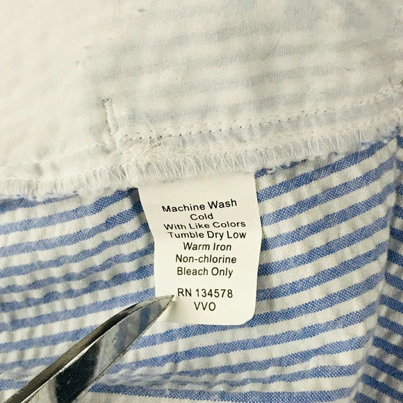 Vineyard Vines Women's 14 Pants Blue White Straight Crop Striped Seersucker DE16 - Picture 3 of 4